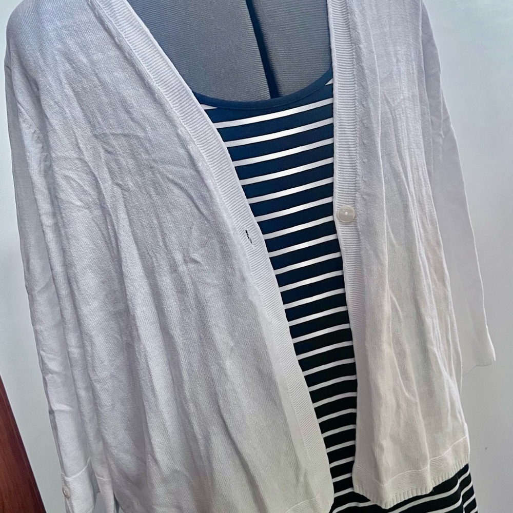 White Linen Blend One Button Cardi